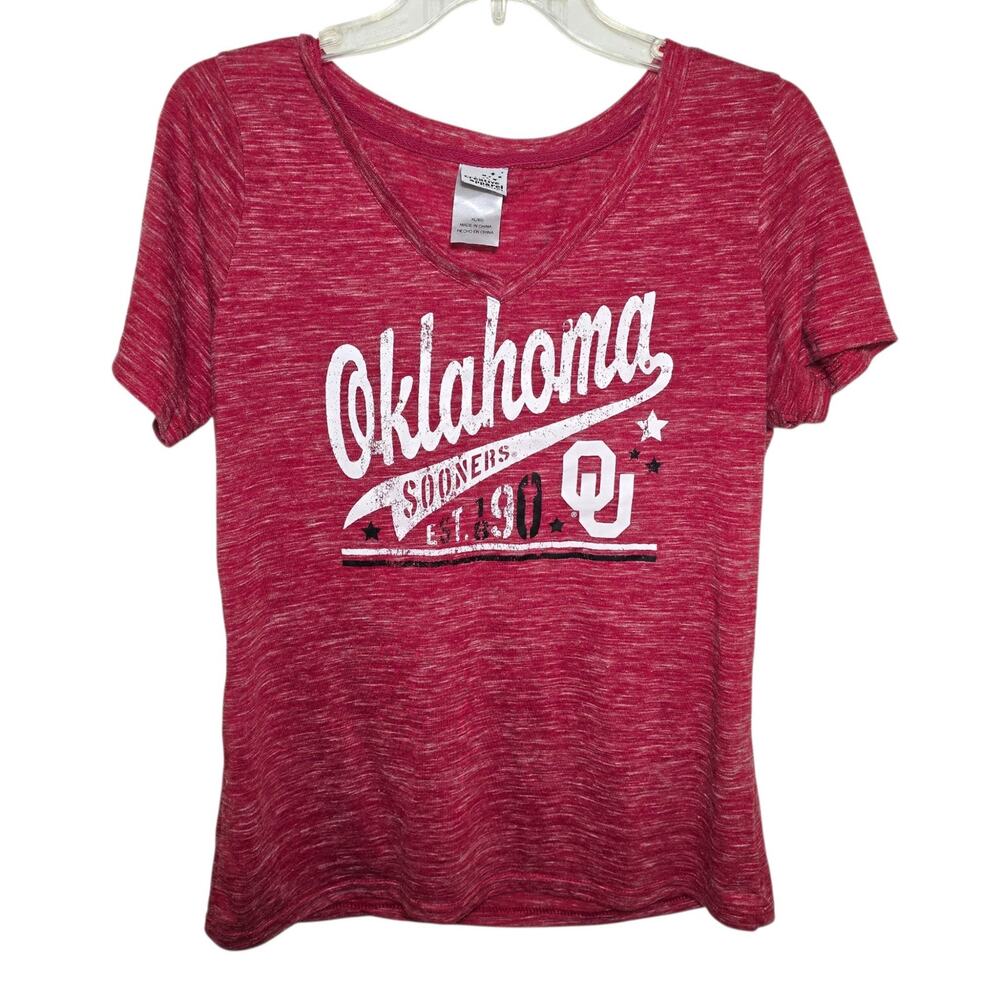 Creative Apparel Oklahoma Sooners OU Vneck Shirt Juniors XL Football Red White